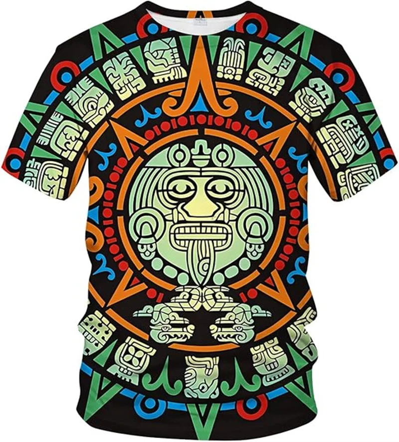 Summer Trend Mexican Aztec Quetzon Men's Casual T-shirt Street Fashion Retro O-neck Higher Quality 3D Printed Tshirts Tops