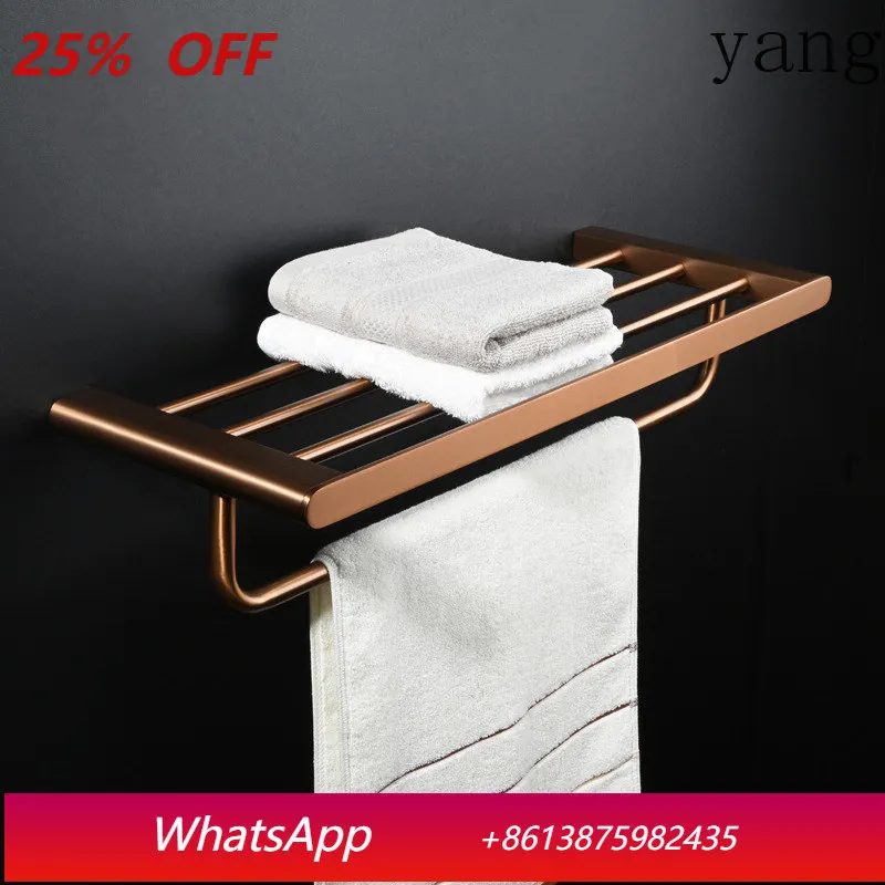 Yjq gold bathroom towel rack stainless steel bathroom tissue box storage towel hanging rod