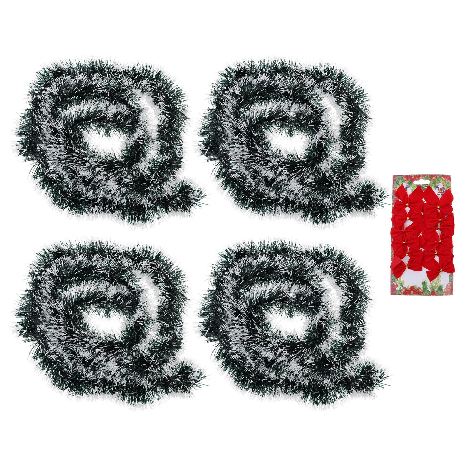 

4pcs Christmas Tree Ribbon Decorative Colored Strips Super Long Cuttable Hanging Party Layout Decor Props Ceremony Bowknot