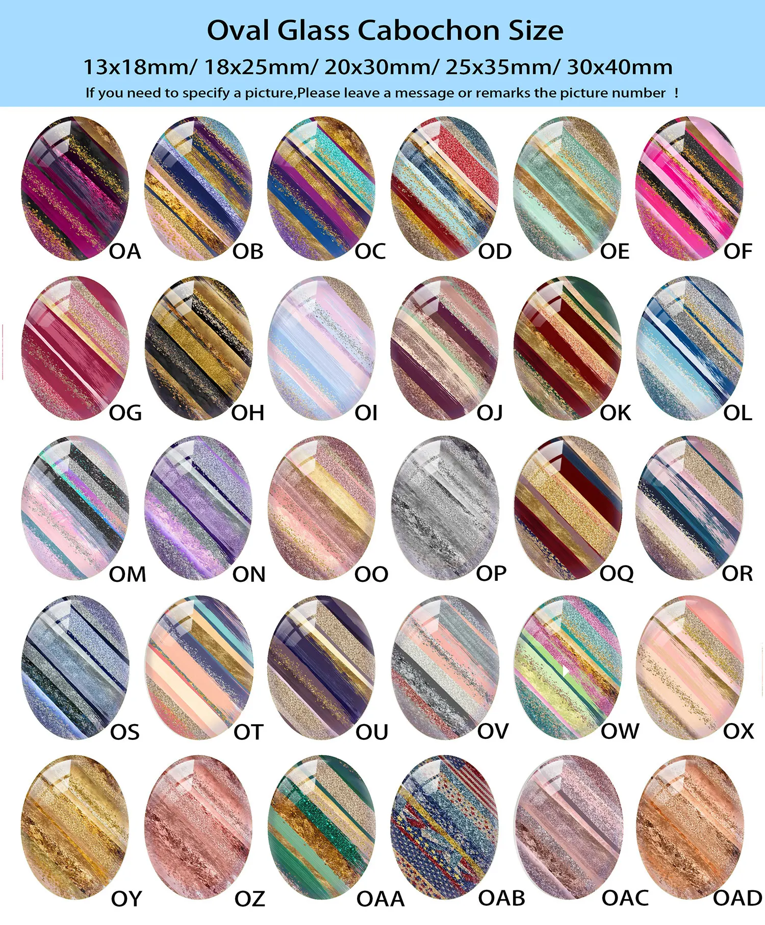 Random Mixed Round/Oval/Square Oil Painting Brush Stroke Photo Glass Cabochon Flatback Demo Cameo For Diy Jewelry Making view 5