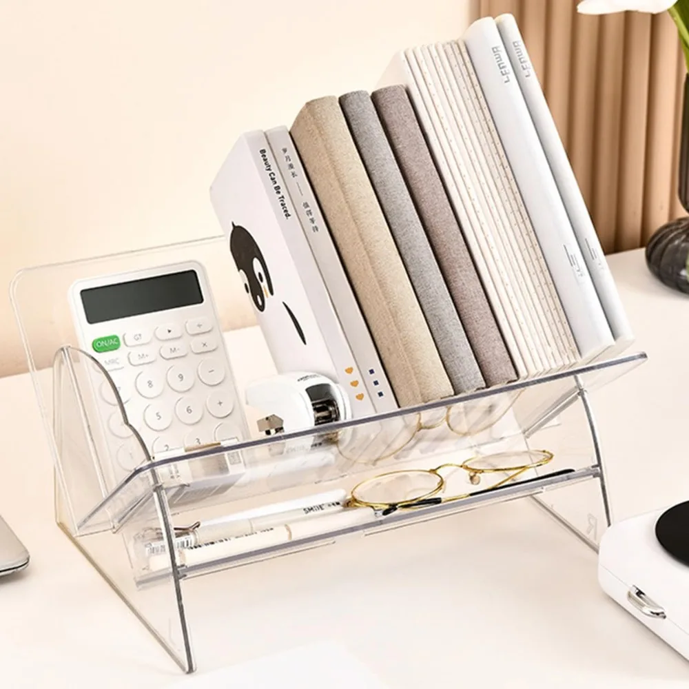 

Acrylic Desktop Bookshelf, Detachable Bookcase, Clear Book Organizer, Book/CD/Magazine Rack for Office/Study Room Library/Home (