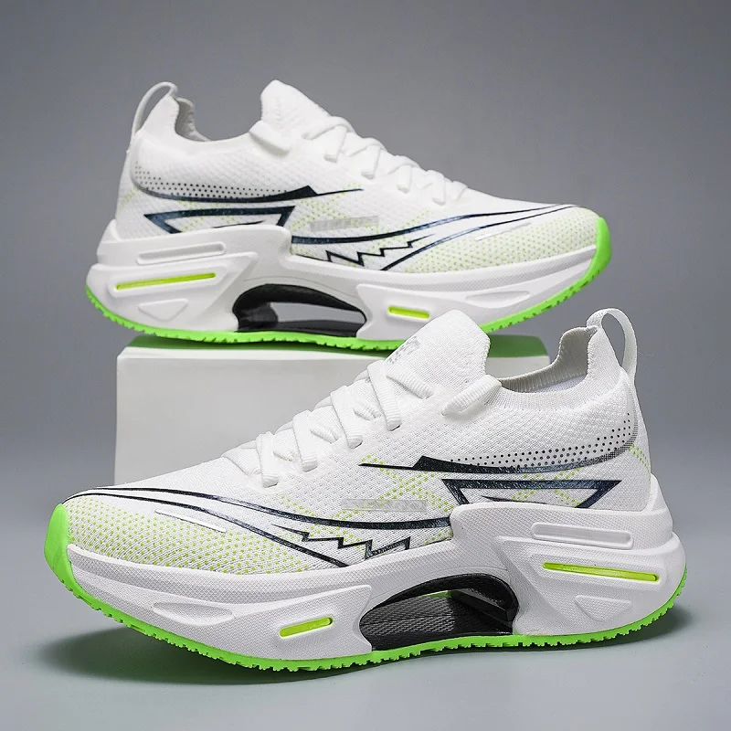 

Sports and leisure shoes, men's shoes, marathon oversized air cushioned shoes, fly woven all season rubber, wear-resistant, anti