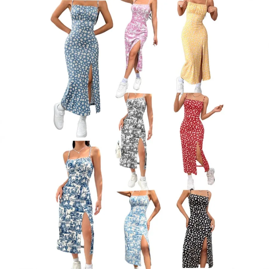 

ХИТ! - Длинное платье-сарафан для девушек 25 лет с высоким разрезом на груди, принтом в виде маленьких ромашек и леопардовым принтом, с эффектом утяжки на бедрах.