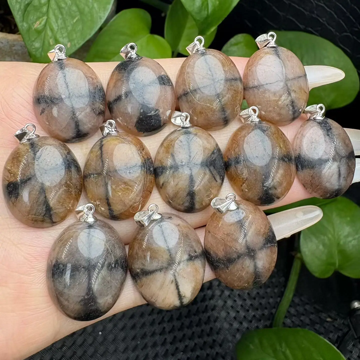 1 Pc Fengbaowu Natural Chiastolite Tumbled Stone Slice Jewelry Making For Pendant Fashion Jewelry Gift DIY Accessories view 4