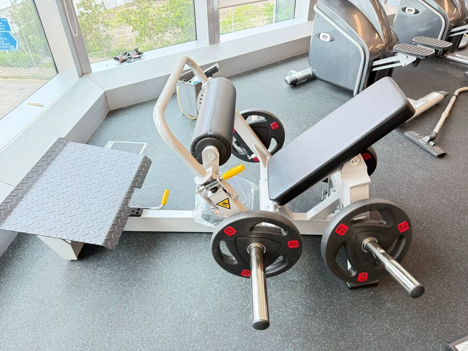 Professional core and abdominal trainer for personal fitness trainers, integrated hip press leg machine