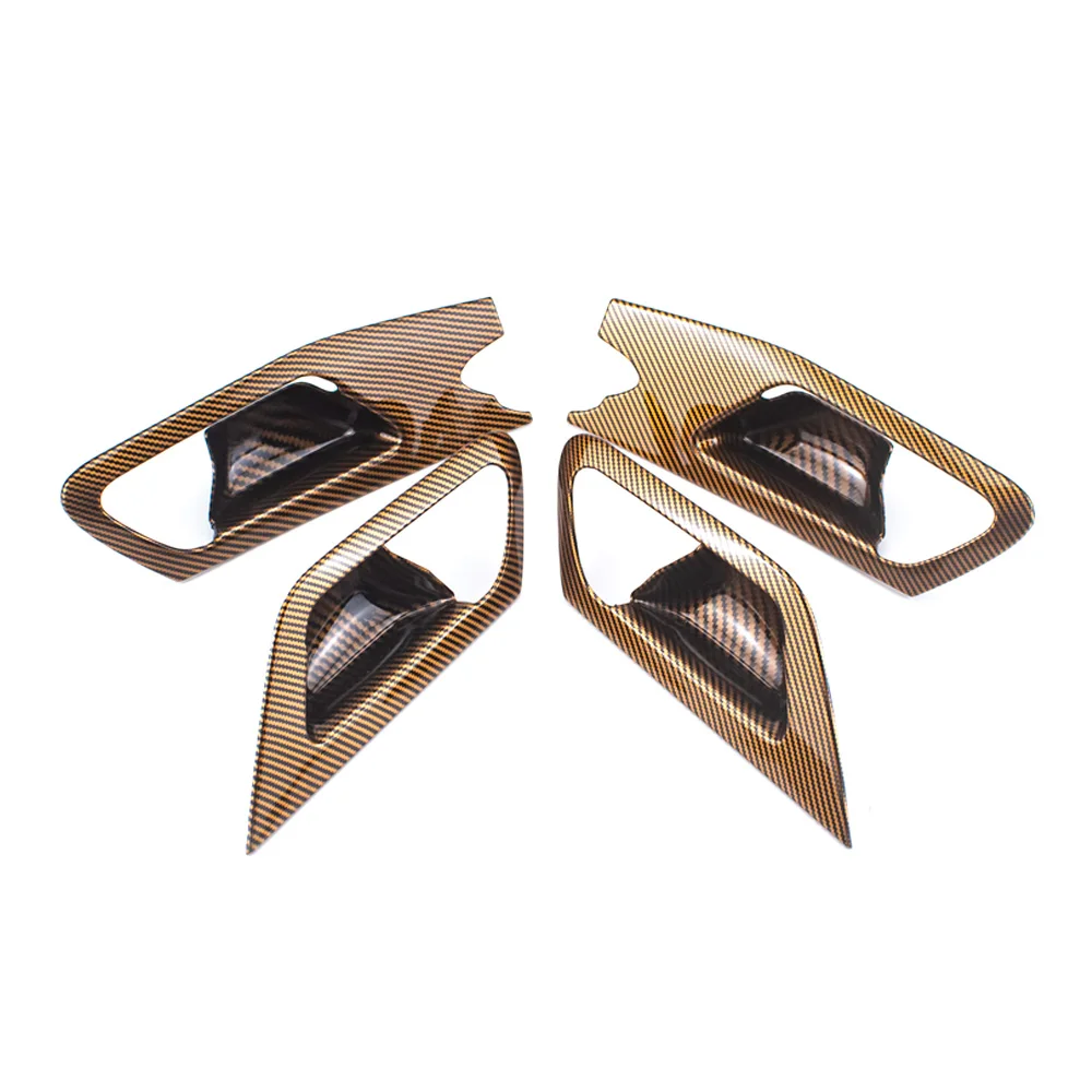 4pcs ABS Inner Door Open Handle Bowl Cover for Peugeot 208 2020-2025 Golden Carbon Fiber Color Interior
