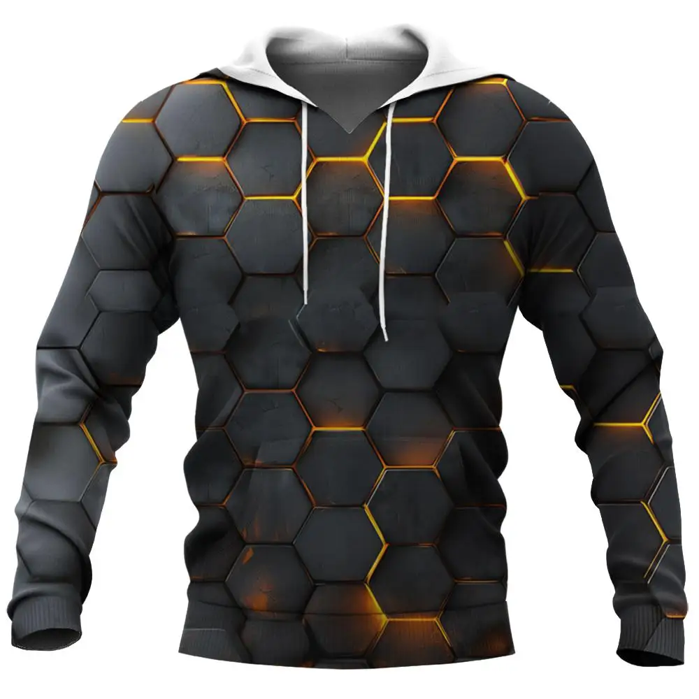 Men's Hoodie 3d Broken Rock Print Casual Long Sleeved Top Fashion Summer Sports Hoodies Loose Oversized Pullover For Men 2024