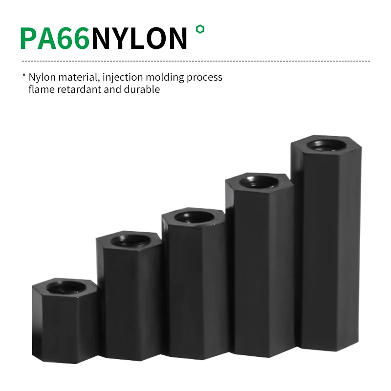 100pcs/ White Black hex nylon gasket column flat head double pass nylon plastic screw nylon hex bidirectional isolation column