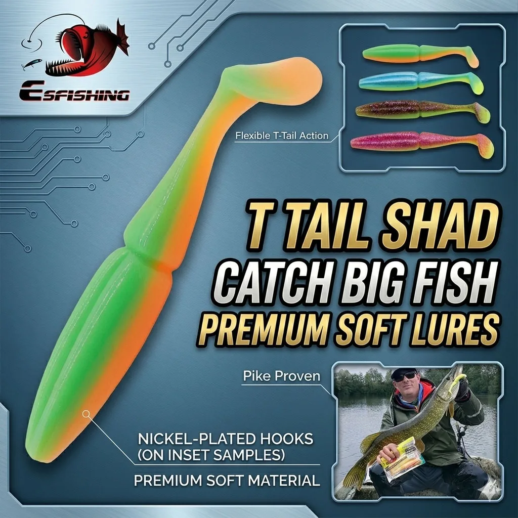 ESFISHING Leurre de pêche Easy Shiner 100mm 125mm 155mm 200mm, appât artificiel en silicone souple pour brochet, bar et perche