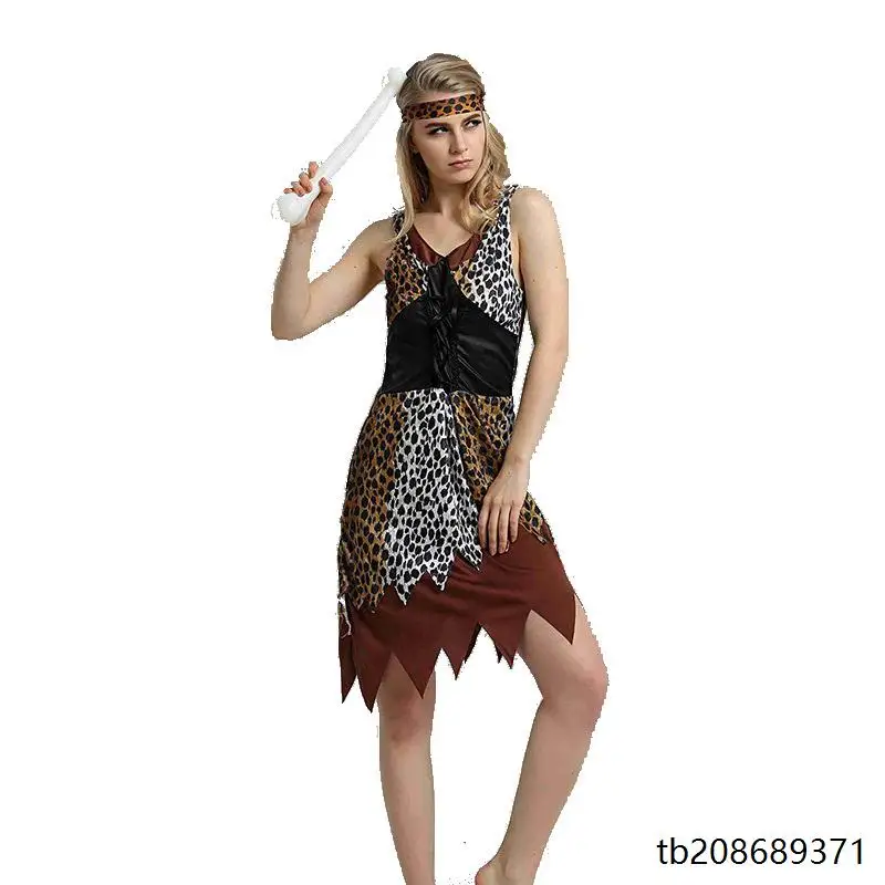 أزياء تنكرية للهالوين للرجال والنساء على شكل الأصلية الهيكلية الهندية، ملابس الصيادين البدائيين، أزياء الأداء، ملابس الرجل ال... #1