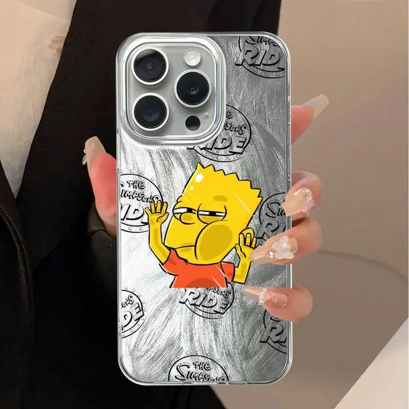 Funny Cartoon Simpson Family Luxury Case For Apple iPhone 15 11 13 14 Pro Max 12 15 7 8 Plus X XS XR Feather Yarn Phone Cover