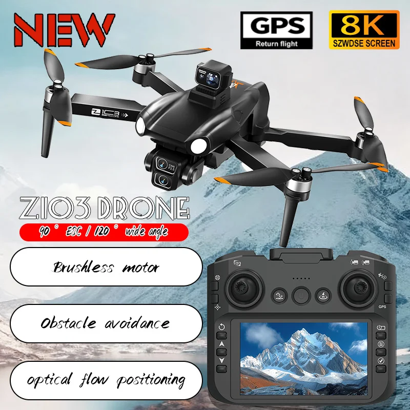 

Мини-дрон Профессиональный GPS HD Камера Дроны WIFI FPV Видео 8k БПЛА 4,5-дюймовый большой экран дистанционного управления RC Dron Z103 Drone Toys