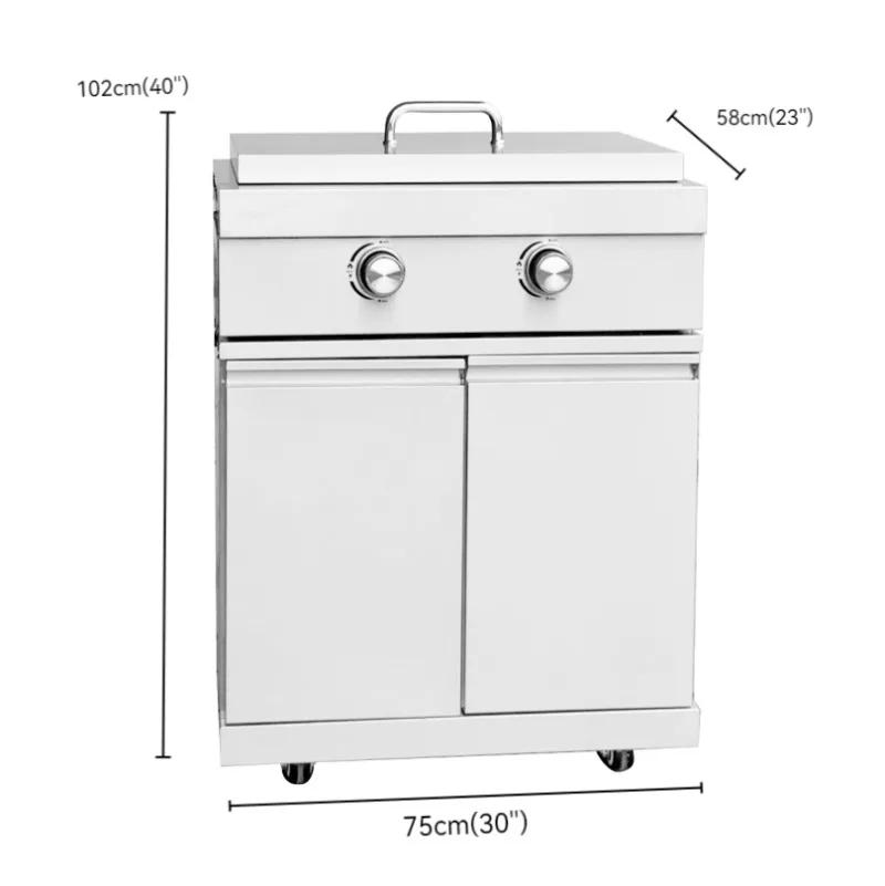2-Burner Stainless Steel BBQ Grill Gas Griddle for Parties Easily Cleaned Smokeless Design