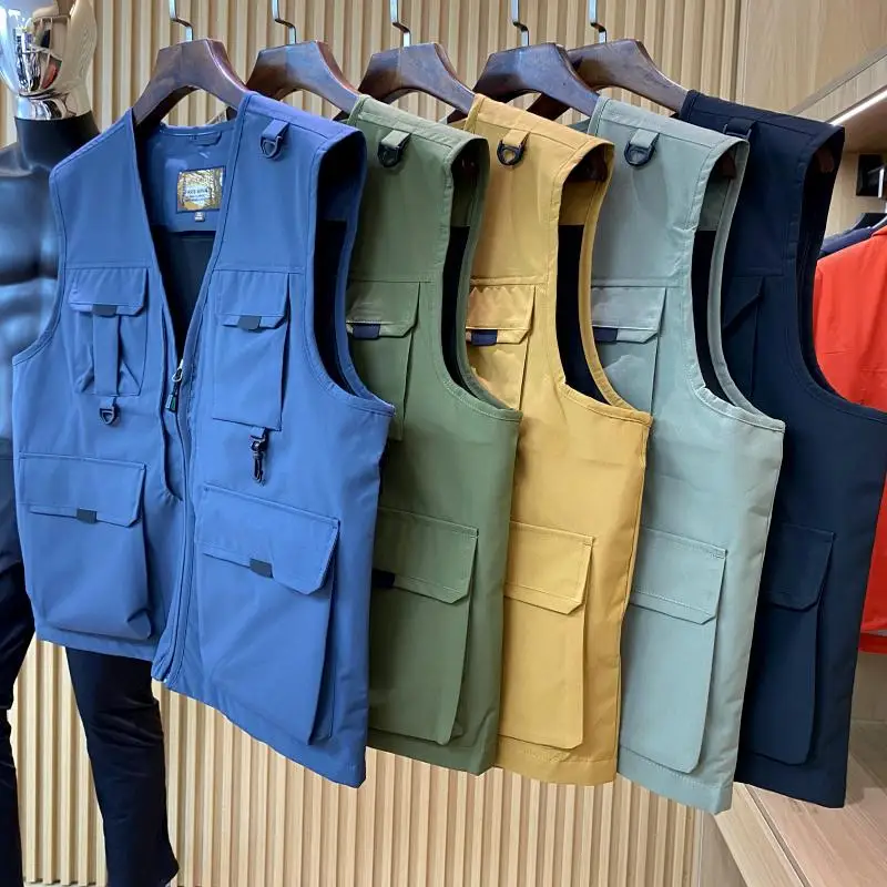 Colete Tático Pesado para Trabalho, Marca Americana Moderna, Colete Masculino para Pesca ao Ar Livre com Múltiplos Bolsos e B...