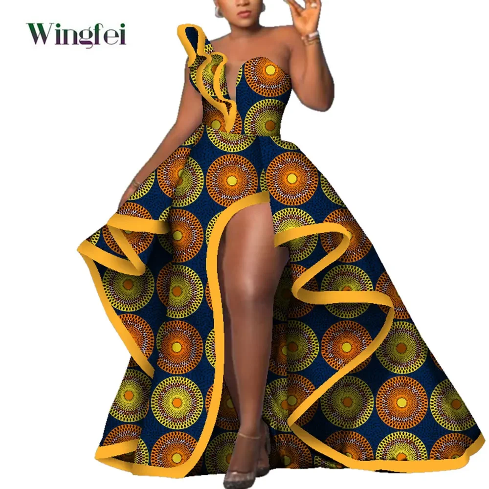 Dashiki vestidos de festa moda robe africaine ancara floral impressão maxi longo vestidos sem alças vestidos africanos para mulher wy6981