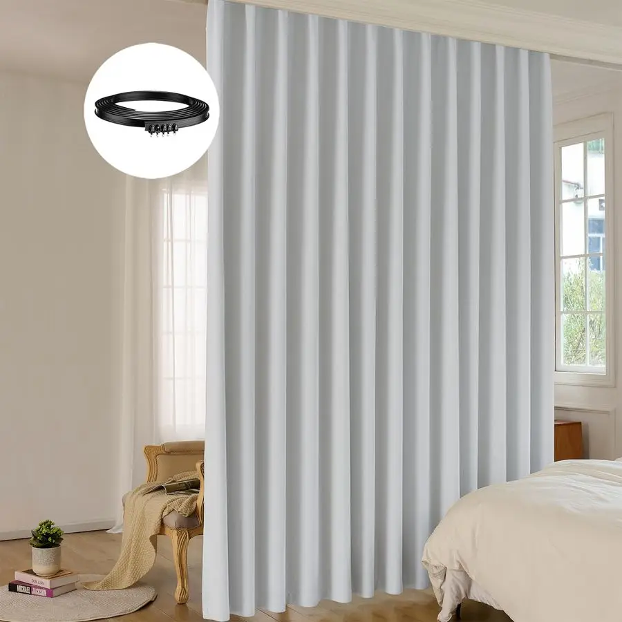 

Divider Curtain Sets with Bendable Ceiling Track, 95 Blackout Total Privacy Ceiling Track Curtains Floor to Curtains Track Kits