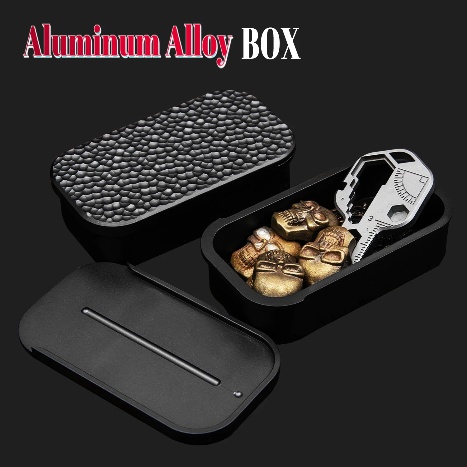 TIGLE Aluminum Alloy Box Metal Smoke Case Grey Sliding Cover Small Portable EDC Storage container Non-slip