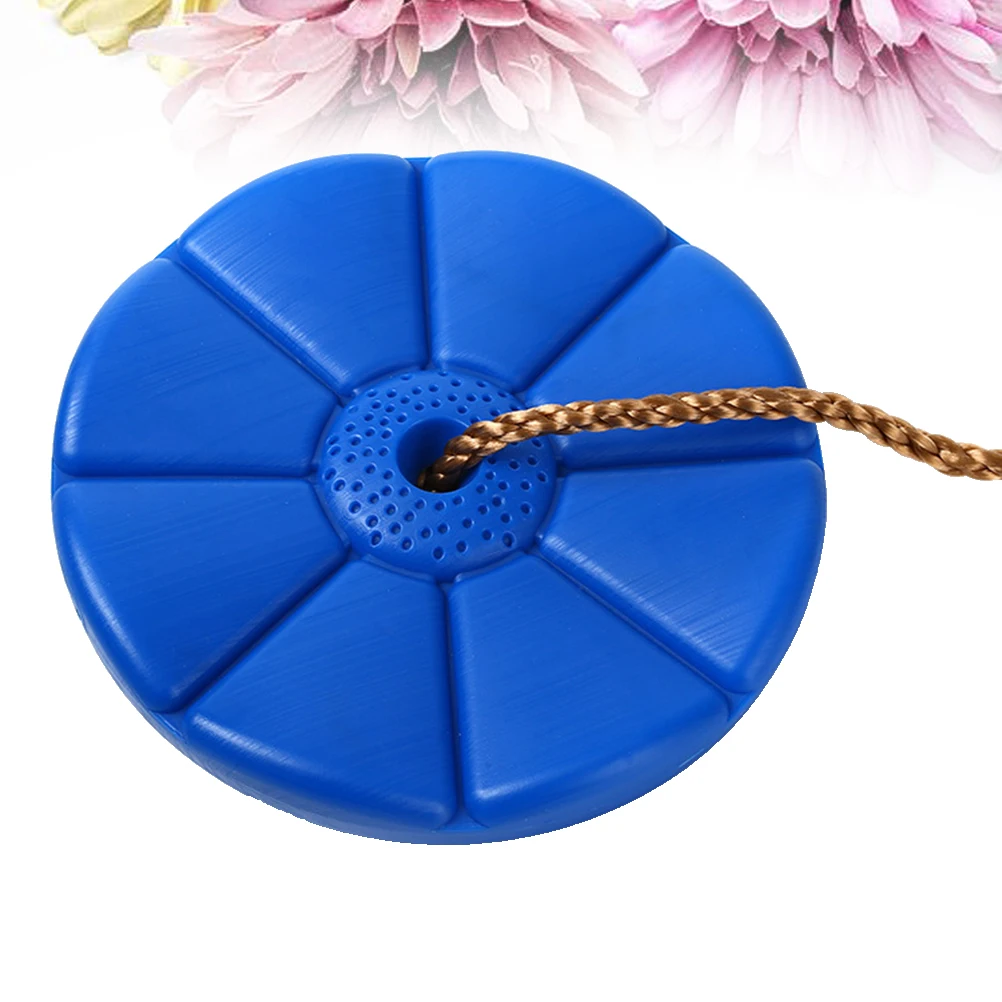 Disco de plástico ao ar livre árvore corda balanço anel de metal 60kg azul trançado náilon diversão quintal jogar octógono disco balanço