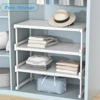 Bathroom Accessories Stackable Shelves Closet Wardrobe Partition Cabinet Organizers Telescopic Shelves for Kitchen Sink Rack