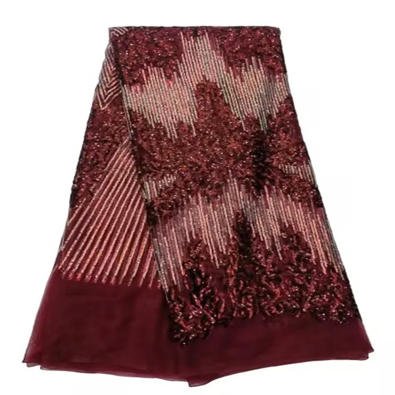 

Розовая африканская кружевная ткань, 2025 г., синяя, высокое качество, французская сетка, тюль, кружево, 5 ярдов, парчовое жаккардовое кружево для свадебного платья