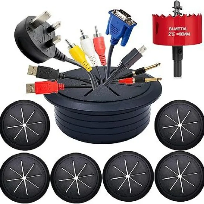 

Коробка для прокладки кабелей ТВ-кабелей 2-3/8 дюйма (60 мм) для настенного и настольного монтажа, профессиональная коробка для хранения и прокладки кабелей.