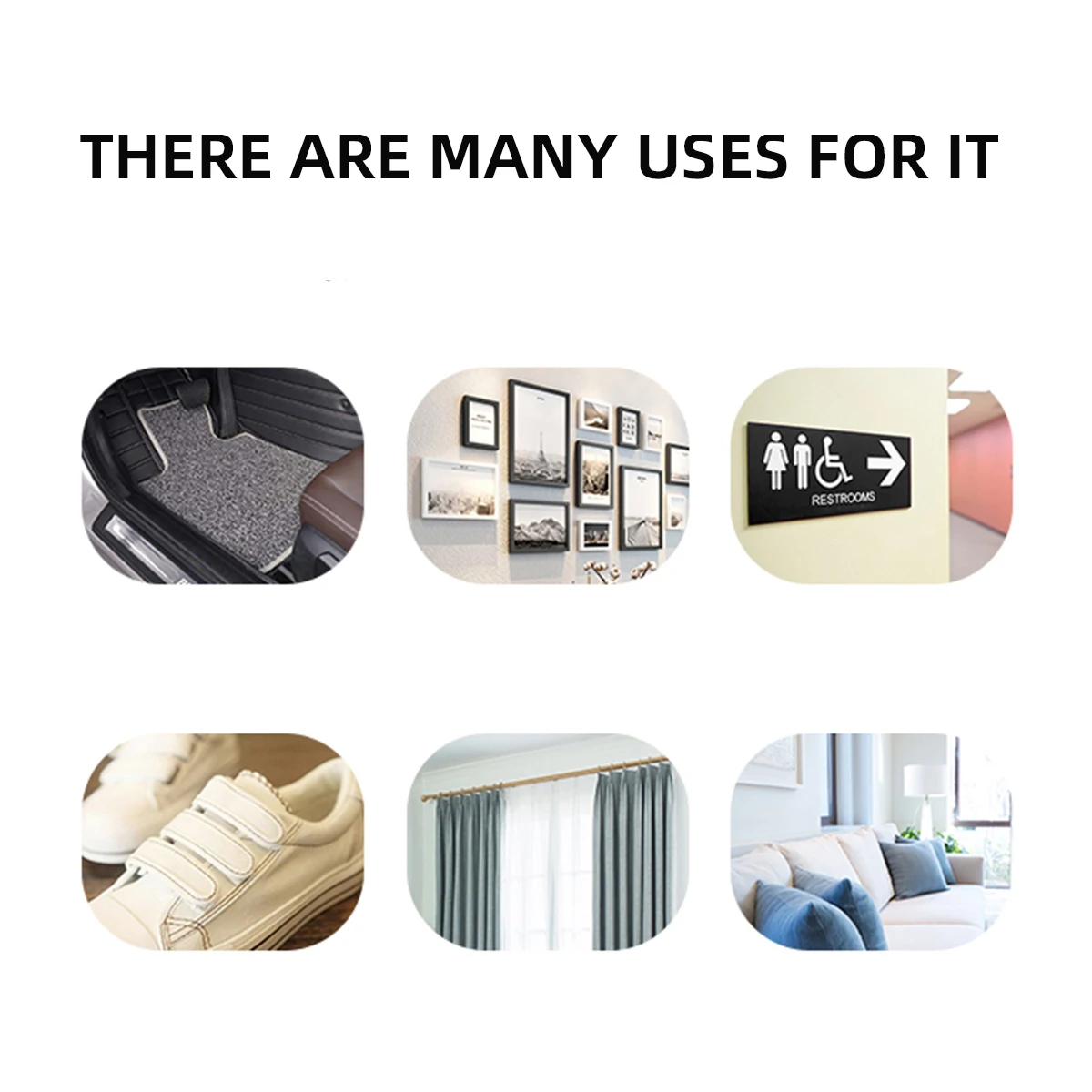 

Reusable Adhesive Tape Self-adhesive Square Strips Hook Loop Belt Nylon Practical Binding Fixing Organize