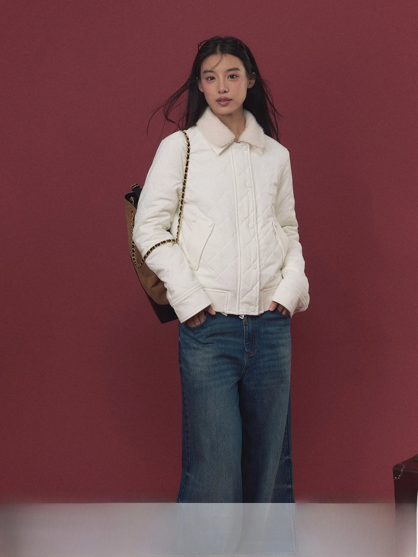 

Anna Cute Suede Quilted Cotton Collar Jaet Casual Leisure Diamond Collar Slimming ort Outerwear Women's Faion Winter Coat