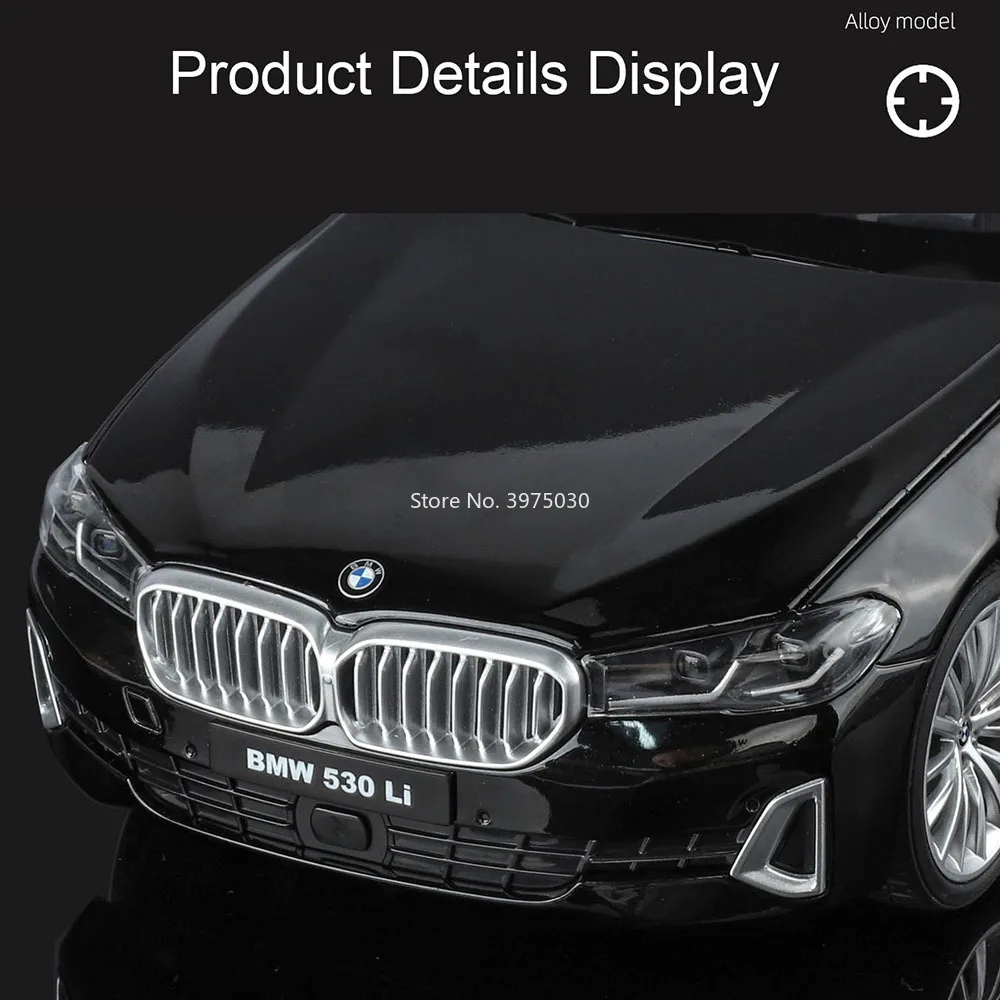 1:18 Legering BMW 5-serie 530Li-modellen Gegoten speelgoedauto's Wielstuur Miniatuurvoertuig 6 deuren geopend auto voor kinderen Educatie