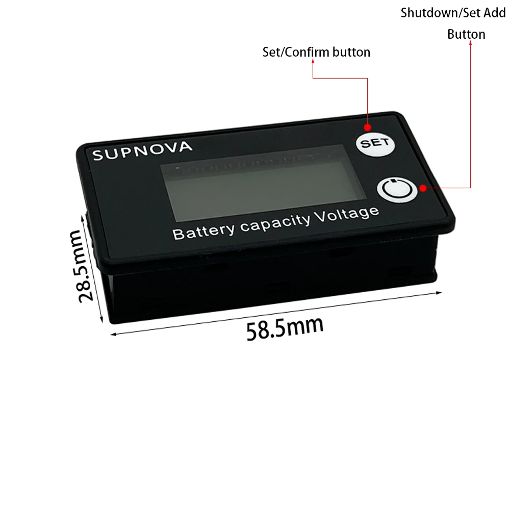 Indicador de capacidad de la batería, medidor de voltaje de CC 8V-100V, plomo ácido, litio, LiFePO4, voltímetro de motocicleta, 12V, 24V, 48V, 60V, 72V, 84V
