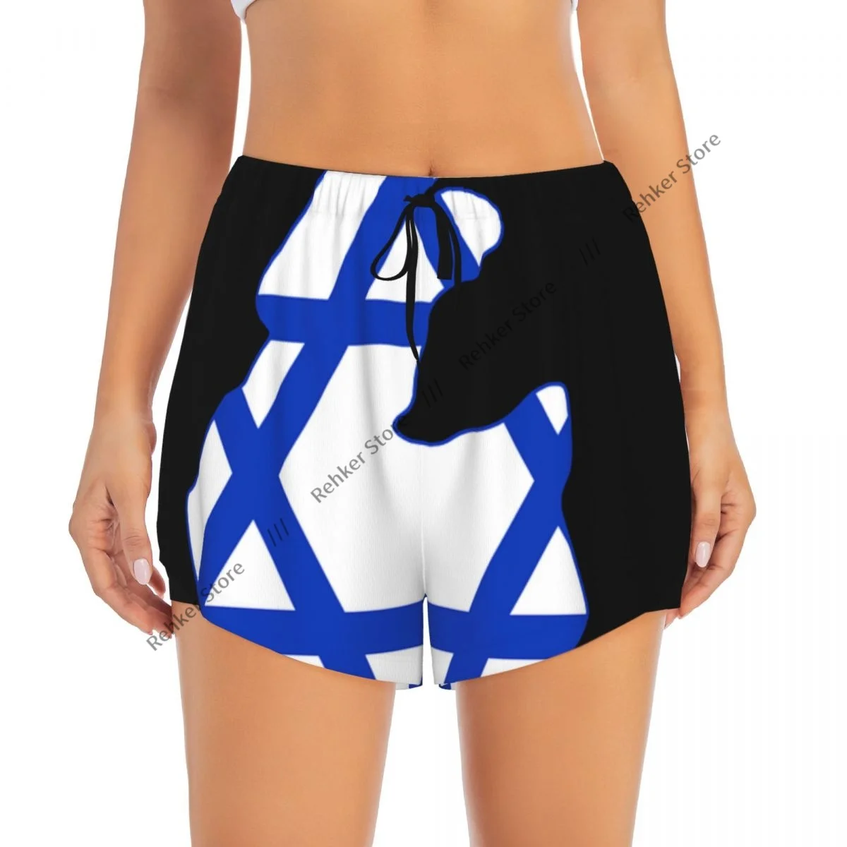Yogashorts voor dames Fitnessshorts Biker Workout Hardloopsportshorts Israël Kaart Sneldrogende sportkleding met zak