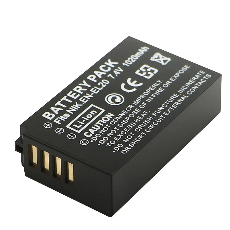 แบตเตอรี่สำรอง EN-EL20 ความจุ 1020mAh สำหรับกล้องดิจิตอล Nikon 1 J1 J2 J3 J4 J5 S1 S2 S3 AW1 V1 V2 V3  ถอดรหัสเต็มรูปแบบ