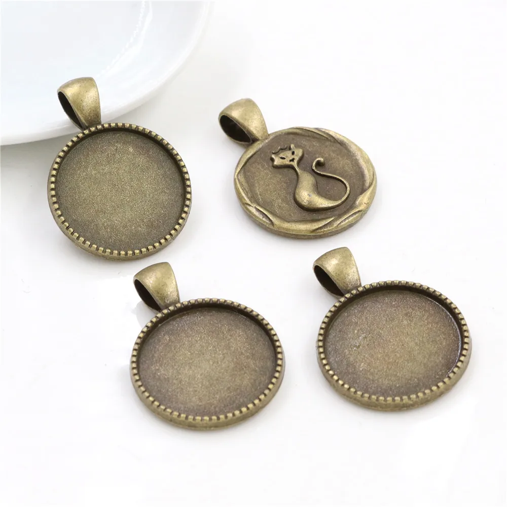 10pcs 20mm Inner Size Black plated and Rose Gold Color Cat Style Cabochon Base Setting Charms Pendant