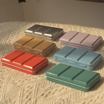 Renk buzlu yüzey üç kat demir kutu suluboya Subpackage taşınabilir eskiz boyama boyama paleti kılıfları sanat malzemeleri