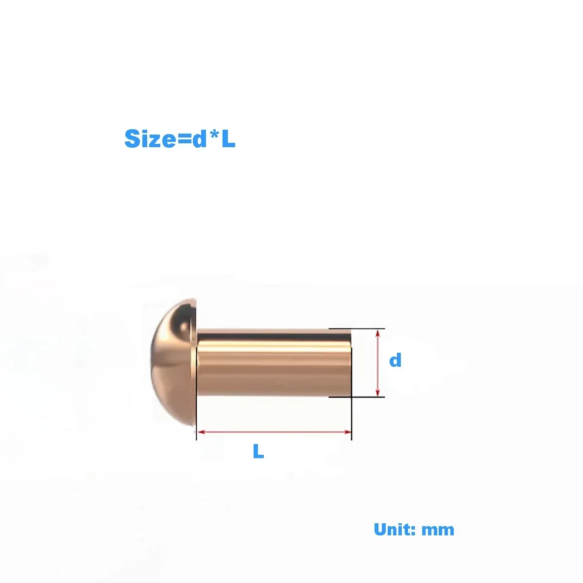 Pure Purple Copper Impact Type Solid Round Head Rivet / Half Round Head Copper Nail M2M3M4M5M6M8