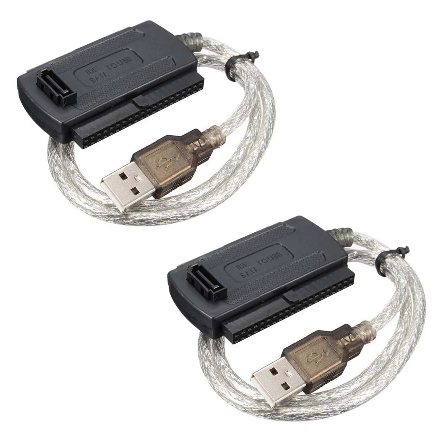 Classic-2X USB 2.0 Male To IDE SATA 2.5 Inch 3.5 Inch Converter Adapter Cable Hard Drive HDD Black