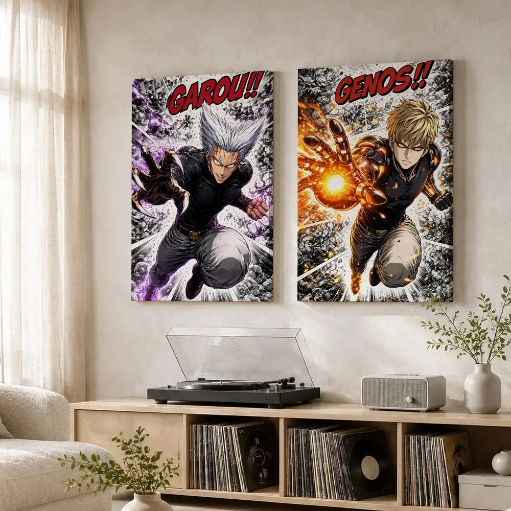 Japanese Anime OneP-Punch Man Framed Wall Painting Wood Framed Wall Art Print For Bedroom Living Room Hallway Office Home Decor