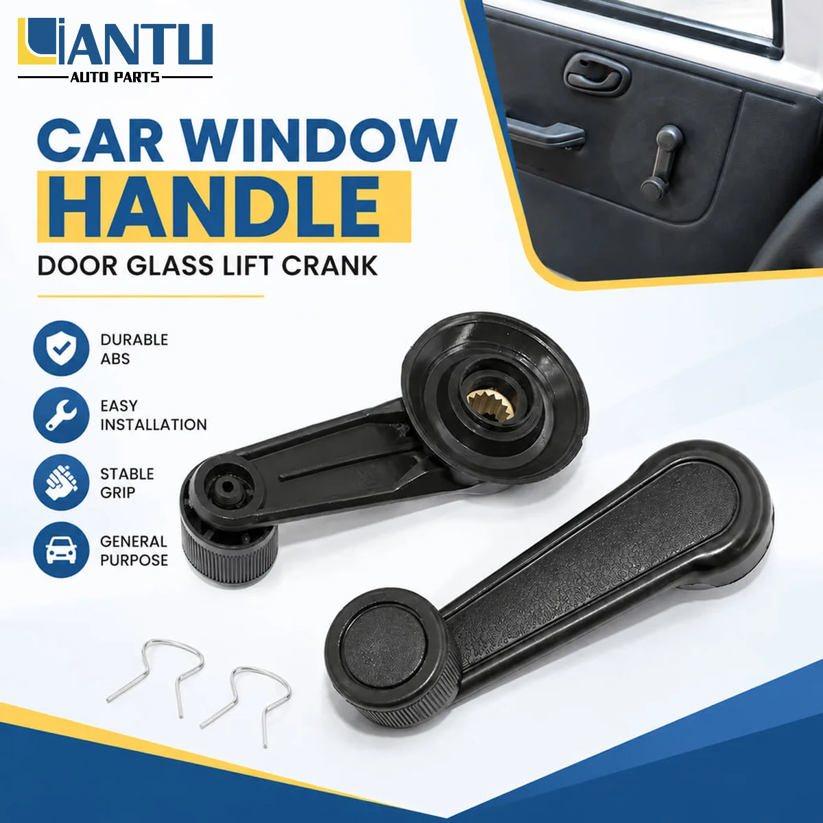 PINMOAP Manual Car Door Window Handle Crank ABS Replacement Accessory For Smooth Operation Durable Interior Repair Replace Part