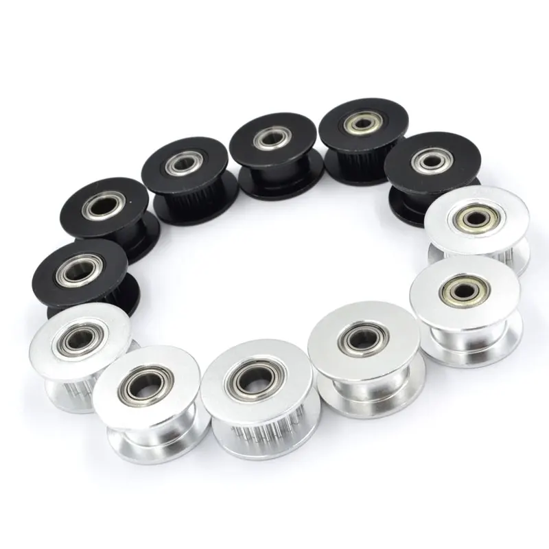 2M 2GT 20 Teeth synchronous Wheel Idler Pulley Bore 3/4/5mm with Bearing Black for GT2 Timing belt pulleys For Width 6/10MM