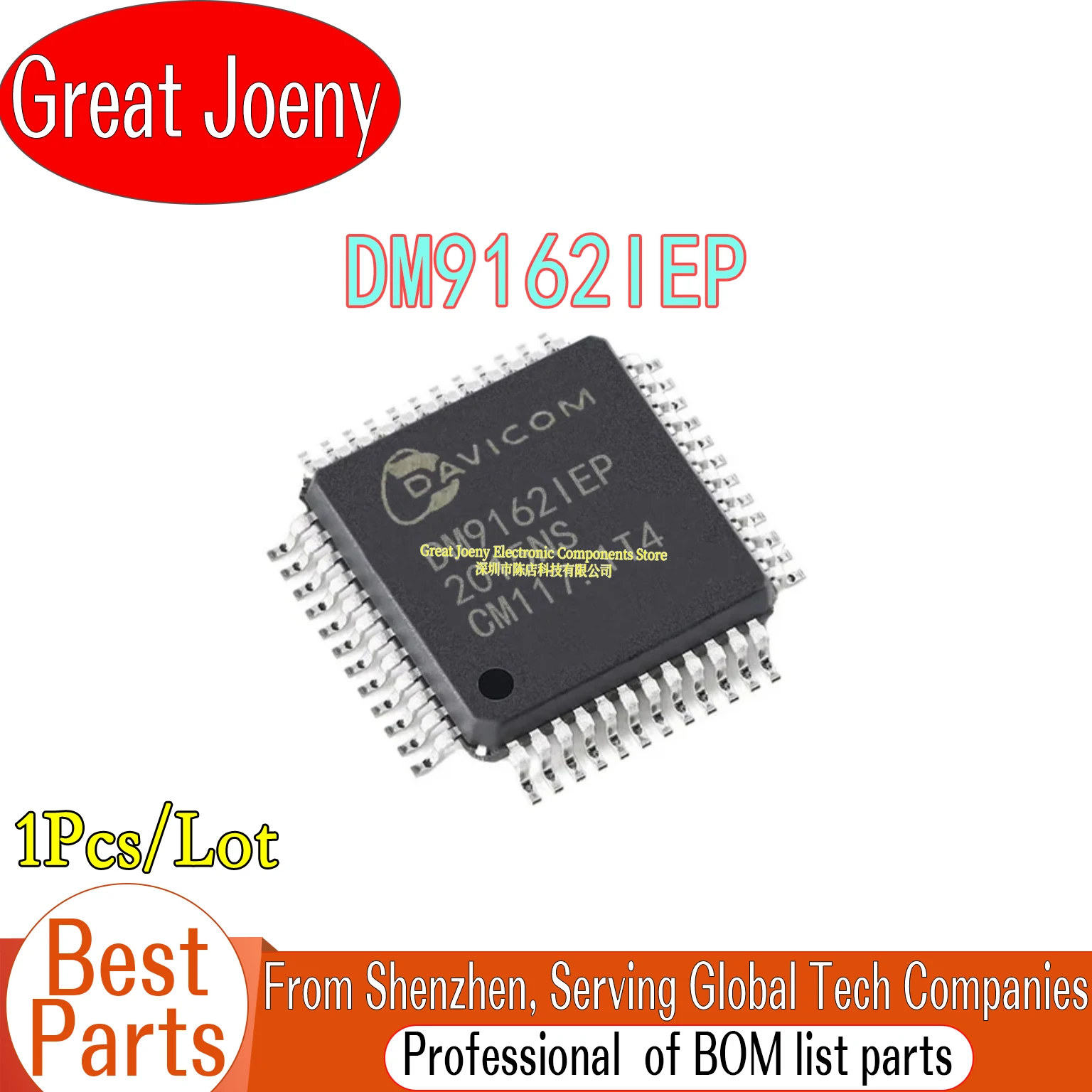

100% New Original DM9162IEP IC Chipset LQFP-48