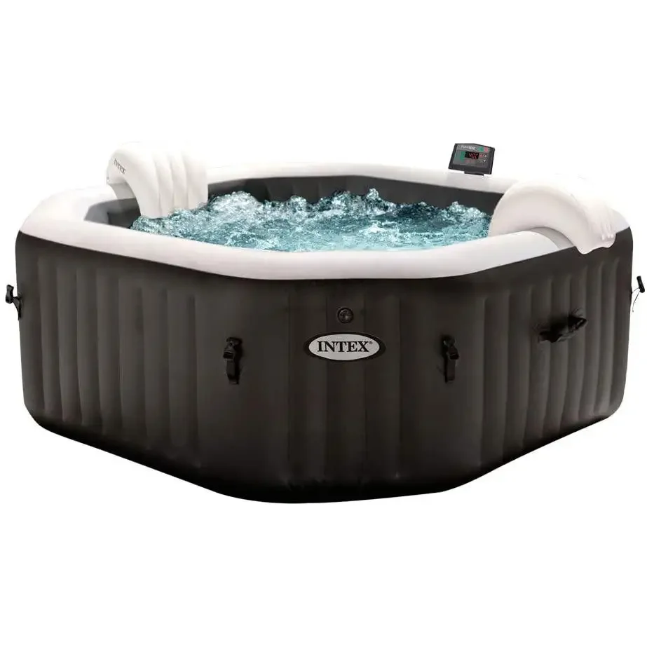 INTEX 28458 Octagon Portable Inflatable Massage Hot Tub Garden Pure SPA With Saltwater Sanitation System