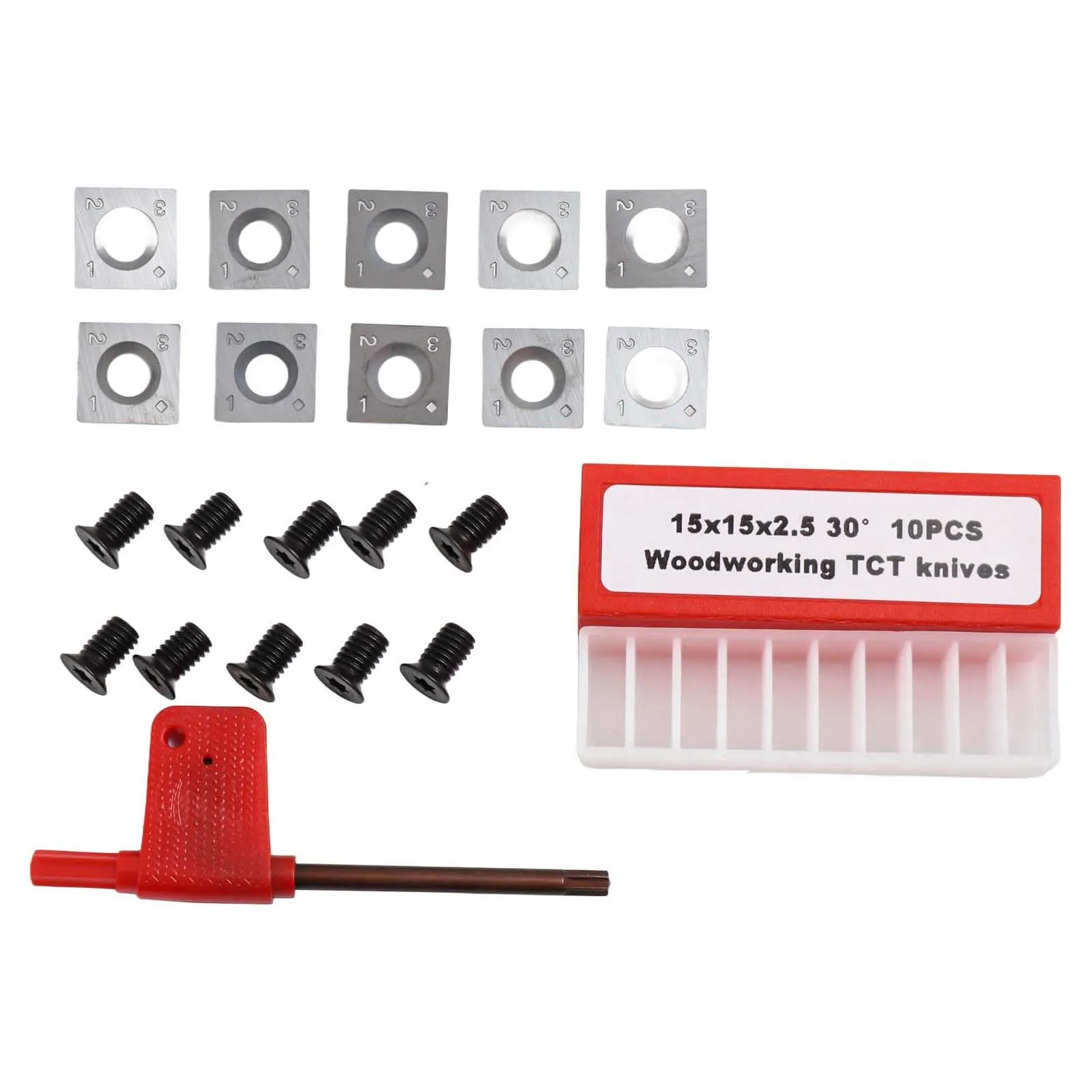 

1 комплект квадратных твердосплавных вставок, фрезы 15 × 15 × 2,5 мм 4R0,5, токарный станок по дереву, твердосплавные вставки для ручных инструментов и строгальных станков