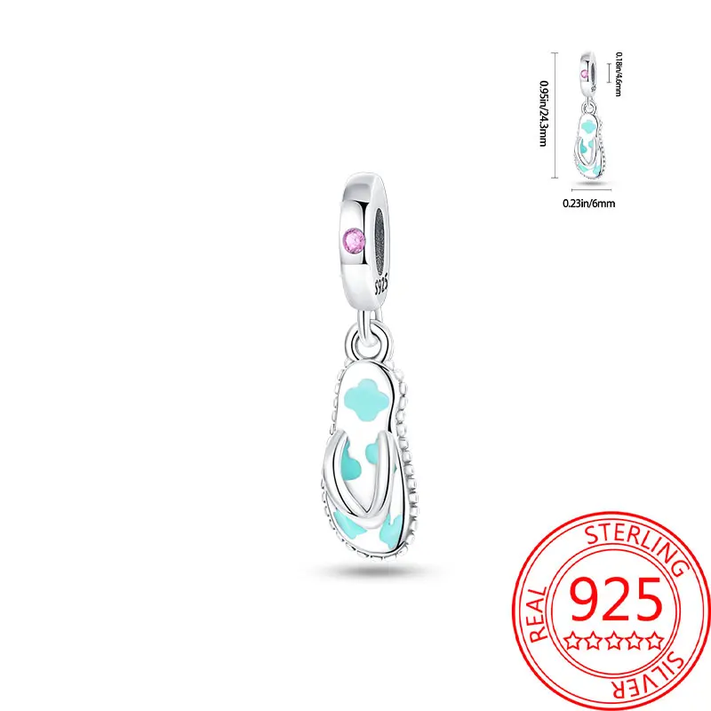 

Original 925 Sterling Silver Charms Luxury Earth Slippers Pendant Beads Fit Bracelet Diy Women Making Delicate Gift