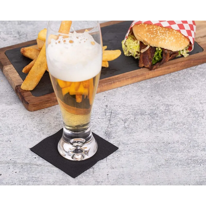 مناديل مشروبات للاستعمال مرة واحدة تشبه الكتان الأسود مقاس 4.75 بوصة × 4.75 بوصة (100 قطعة) - قابلة للتحلل البيئي للبار/الكل يومي/الحفلة #3