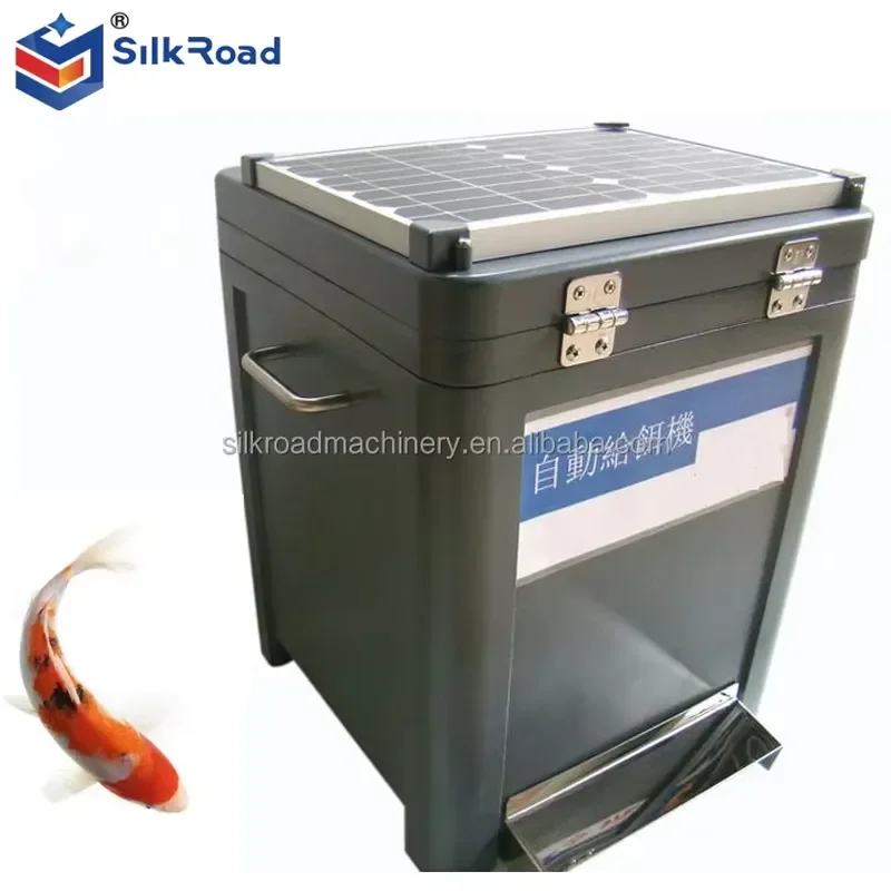 Automatic Solar Powered Fish Feeder Timer for Pond Aquaculture Plastic Dispenser Just in Time Feeding Device Outdoor Use