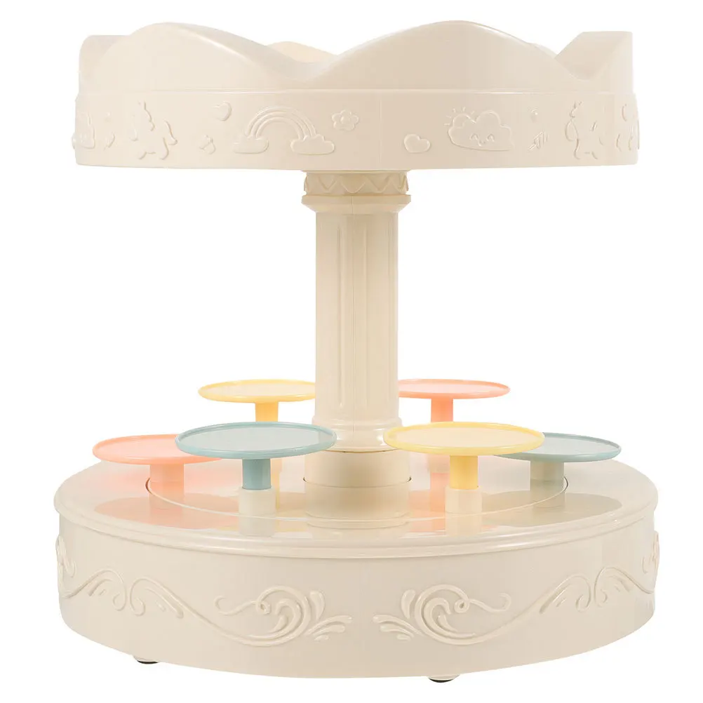 

1pc Automatic Rotating Cake Stand Plastic Dessert Display Rack For Party Wedding Event Cupcake Holder Tabletop Decoration