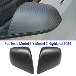 Real Carbon Fiber Rear View Mirrors Cover For Tesla Model Y 2021-2024 Model 3 2017-2024 Side Door Rearview Mirror Cover Matte