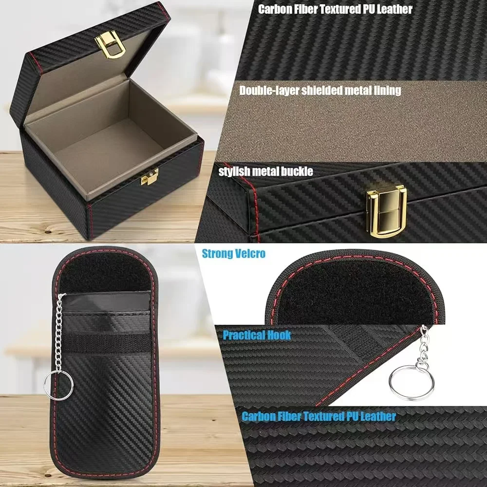 Car key signal shielding box (with bag), car key storage box, RFID shielding box - anti duplication