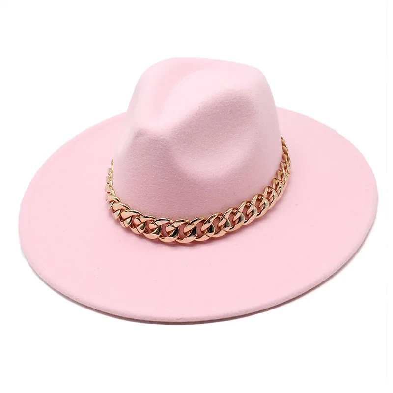 New Arrival Big Brim Peach Heart Concave Convex Top  Hat Men And Women Autumn And Winter Fedora Hat British Trend Felt Cap