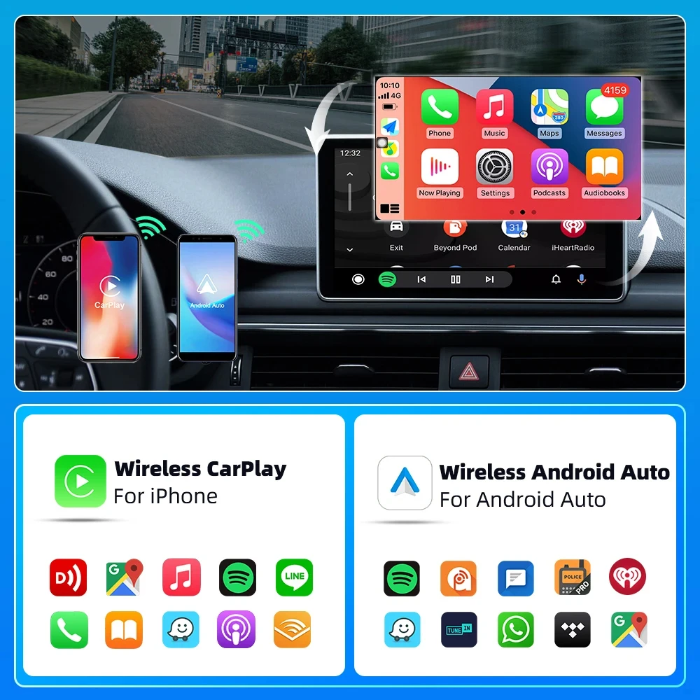 Ekiy ai tv box carro sistemas inteligentes para carro com fio carplay 2in1 sem fio carplay dongle sem fio android adaptador automático