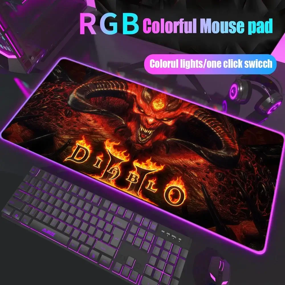 

Rug Diablo 2 Desk Mouse Pad Gamer Rgb Desk Mat Back Light Led Mousepad Setup Gaming Accessories Deskmat Big Mousepepad Backlight